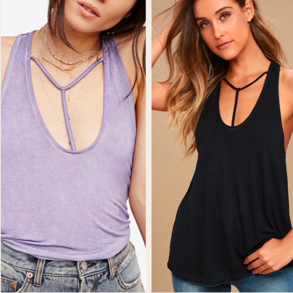 NWT Free People Y Strap Purple Top